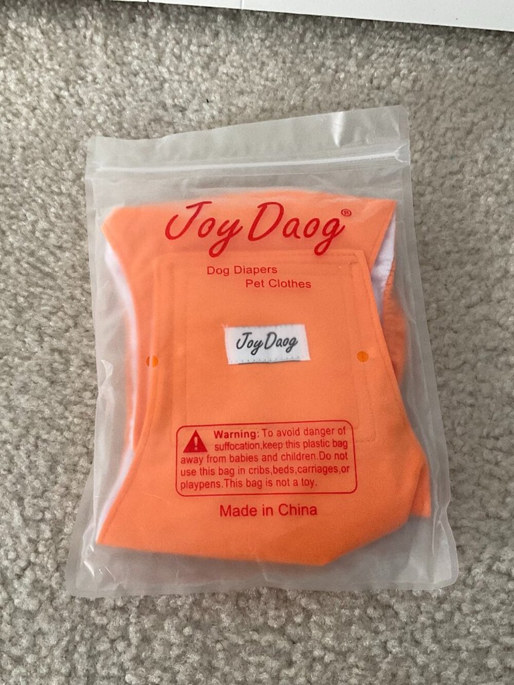 Joy Daog Orange Dog Diaper - Size M